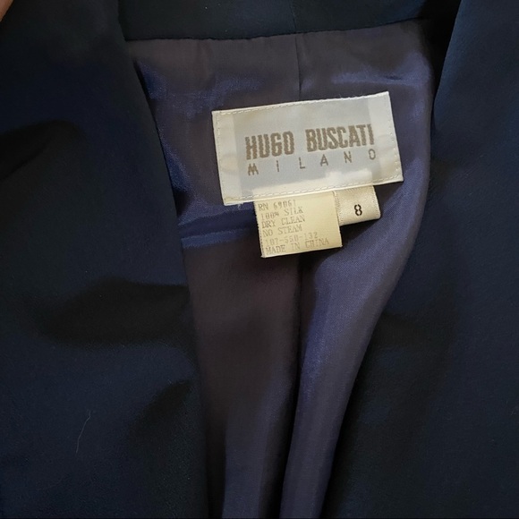 Vintage Hugo Buscato Milano Navy Silk Blazer Jacket 8 - Picture 4 of 9